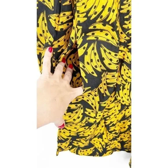 FARM RIO NWT Black Spotted Banana Print Mini Romper LARGE